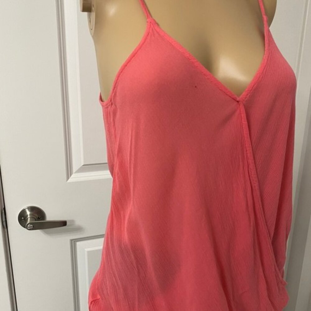 Bershka Women's Pink Faux Wrap Camisole Cami Tank Top Crinkle Gauze Size Small - Picture 5 of 10